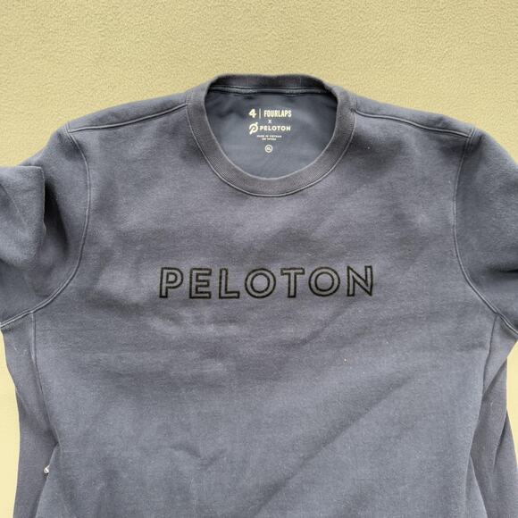 Fourlaps x Peloton Sweatshirt Mens XL Navy Blue Crewneck Zipper Pockets Athletic - Picture 8 of 10